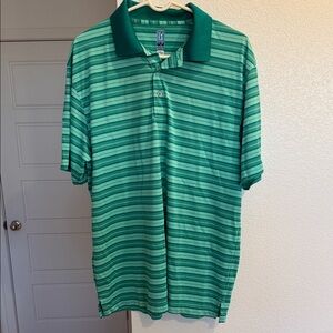 PGA Tour Teal and Mint Striped Polo